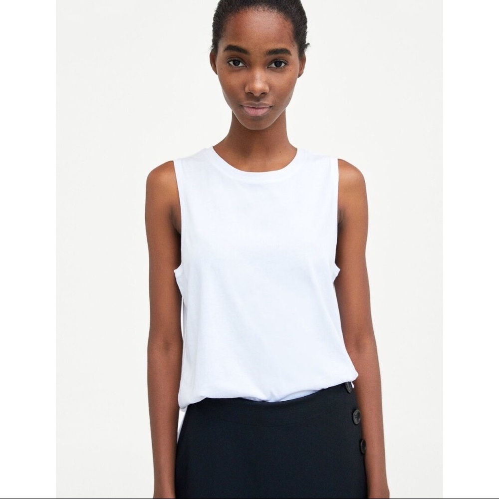 NWT Zara White Sleeveless Tee